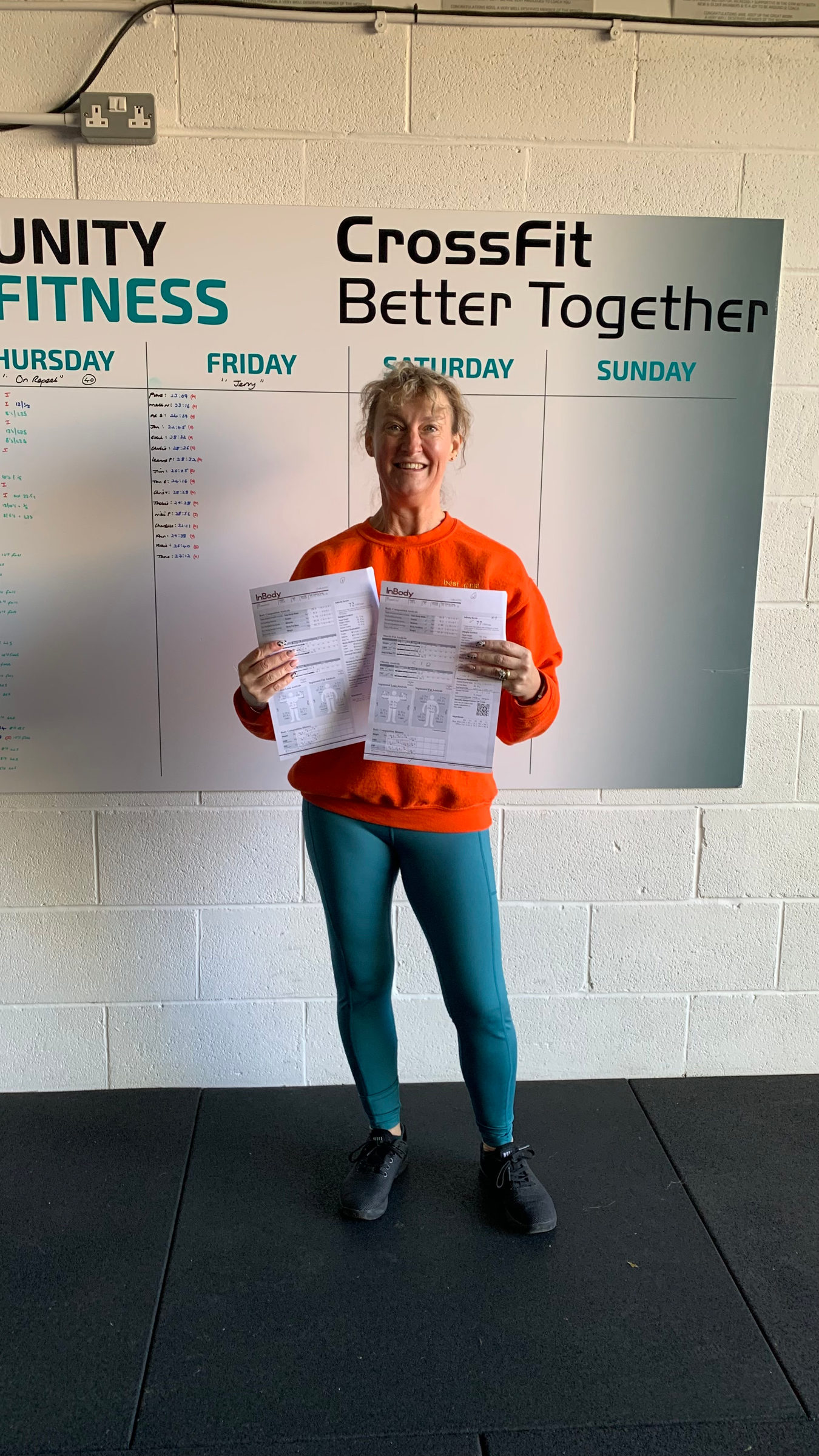 Member with her InBody scan results